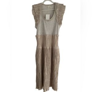 NWT Ulla Johnson Virginia Ruffled Tiered Midi-Dress Size 12 cobblestone